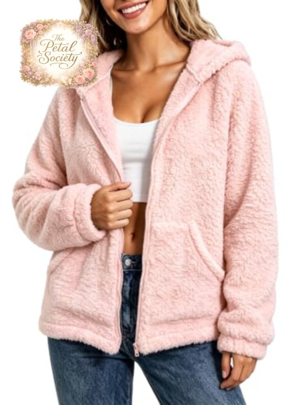 Womens Fleece Sherpa Faux Fur Jacket Fuzzy Winter Warm Coat Hooded